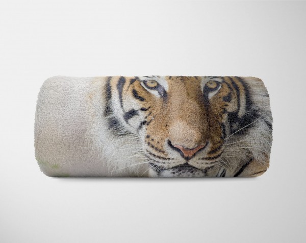 Paul Sinus Art Handtuch Strandhandtuch Saunatuch Kuscheldecke mit Tiermotiv großer Tiger Große Rabatte