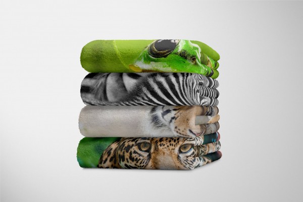 Paul Sinus Art Handtuch Strandhandtuch Saunatuch Kuscheldecke mit Tiermotiv großer Tiger Große Rabatte