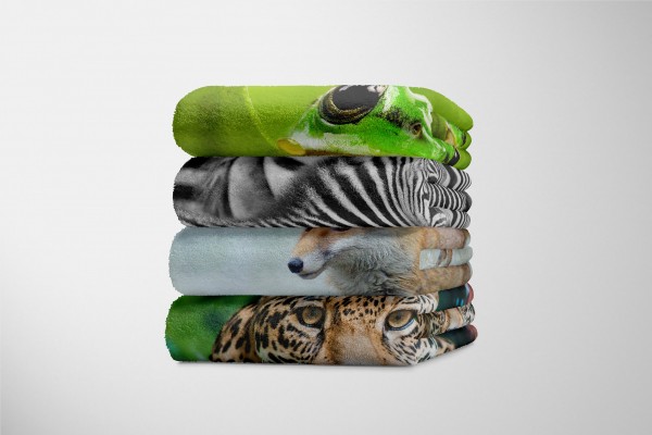 Paul Sinus Art Handtuch Strandhandtuch Saunatuch Kuscheldecke mit Tiermotiv kleiner Fuchs Räumungsverkauf