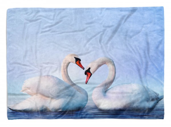 Paul Sinus Art Handtuch Strandhandtuch Saunatuch Kuscheldecke mit Tiermotiv Schwanenpärchen Li