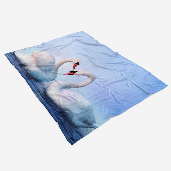 Paul Sinus Art Handtuch Strandhandtuch Saunatuch Kuscheldecke mit Tiermotiv Schwanenpärchen Li Kauf eins, bekomm eins gratis