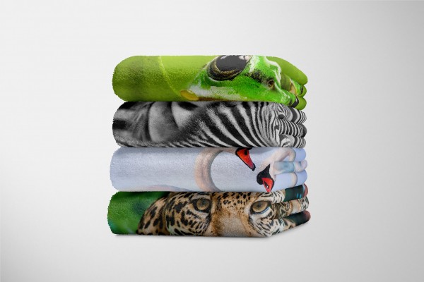 Paul Sinus Art Handtuch Strandhandtuch Saunatuch Kuscheldecke mit Tiermotiv Schwanenpärchen Li Kauf eins, bekomm eins gratis