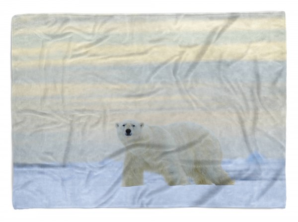 Paul Sinus Art Handtuch Strandhandtuch Saunatuch Kuscheldecke mit Tiermotiv Eisbär Nordpol