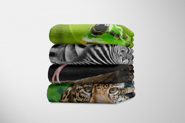 Paul Sinus Art Handtuch Strandhandtuch Saunatuch Kuscheldecke mit Tiermotiv Waran Reptil Riesige Ersparnisse