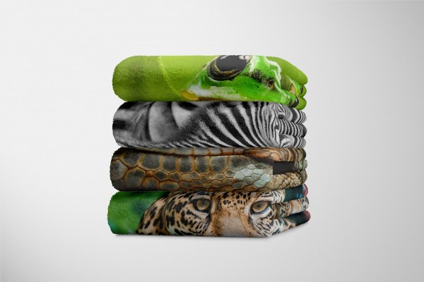 Paul Sinus Art Handtuch Strandhandtuch Saunatuch Kuscheldecke mit Tiermotiv Leguan Echse VIP-Rabatte