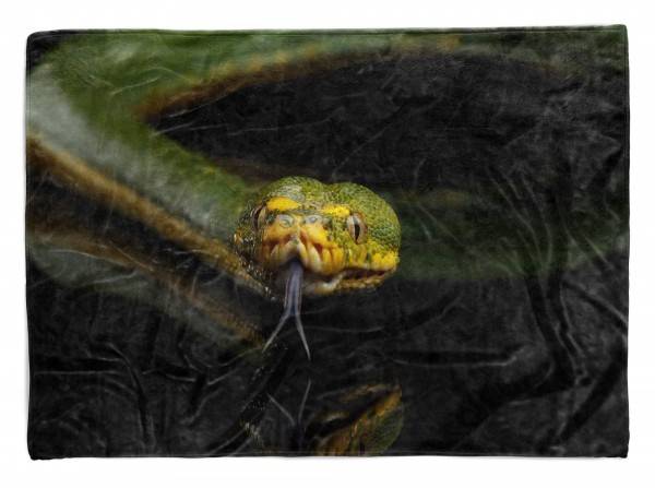 Paul Sinus Art Handtuch Strandhandtuch Saunatuch Kuscheldecke mit Tiermotiv giftige Schlange