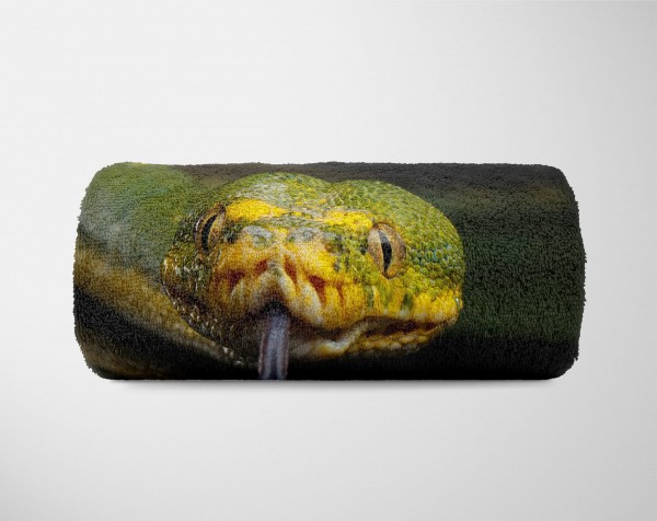 Paul Sinus Art Handtuch Strandhandtuch Saunatuch Kuscheldecke mit Tiermotiv giftige Schlange Tiefpreis