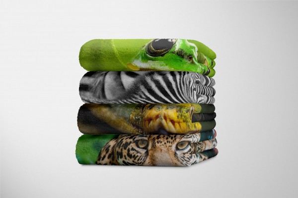 Paul Sinus Art Handtuch Strandhandtuch Saunatuch Kuscheldecke mit Tiermotiv giftige Schlange Tiefpreis