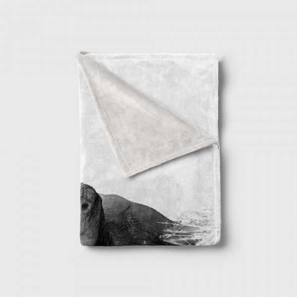 Paul Sinus Art Handtuch Strandhandtuch Saunatuch Kuscheldecke mit Tiermotiv Nashörner Schwarz Wochenangebot