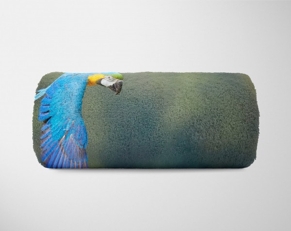 Paul Sinus Art Handtuch Strandhandtuch Saunatuch Kuscheldecke mit Tiermotiv Papagei im Flug Begrenzte Freigabe