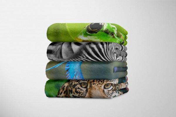 Paul Sinus Art Handtuch Strandhandtuch Saunatuch Kuscheldecke mit Tiermotiv Papagei im Flug Begrenzte Freigabe
