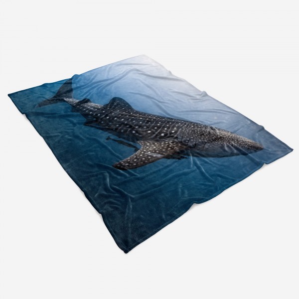 Paul Sinus Art Handtuch Strandhandtuch Saunatuch Kuscheldecke mit Tiermotiv Walhai unter Wasse Letzte 3 Tage