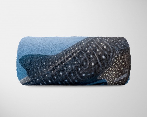 Paul Sinus Art Handtuch Strandhandtuch Saunatuch Kuscheldecke mit Tiermotiv Walhai unter Wasse Letzte 3 Tage