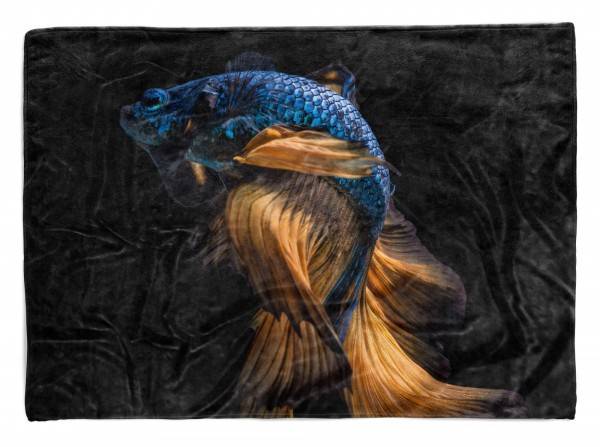 Paul Sinus Art Handtuch Strandhandtuch Saunatuch Kuscheldecke mit Tiermotiv schöner Fisch Kamp