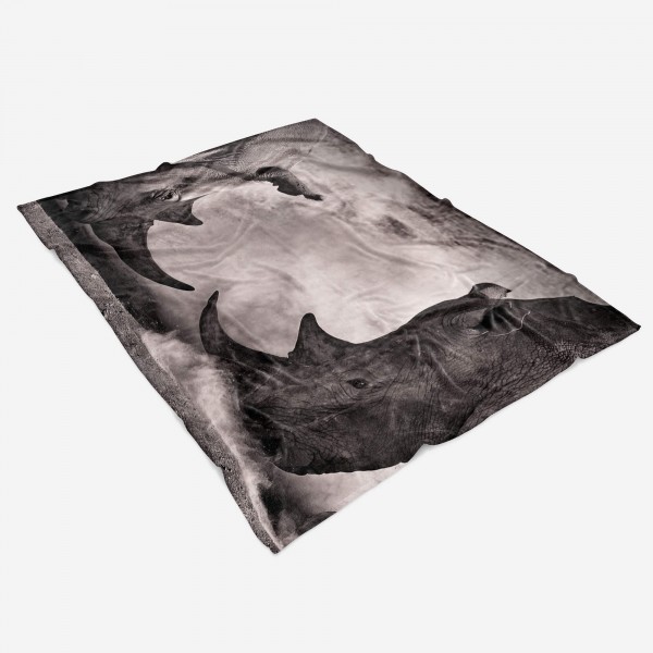 Paul Sinus Art Handtuch Strandhandtuch Saunatuch Kuscheldecke mit Tiermotiv Nashörner kämpfen Bis zu 60% Rabatt