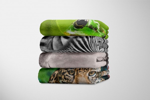 Paul Sinus Art Handtuch Strandhandtuch Saunatuch Kuscheldecke mit Tiermotiv Nashörner kämpfen Bis zu 60% Rabatt