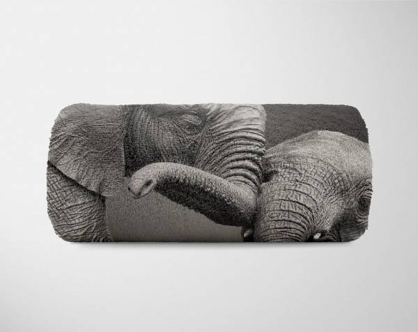 Paul Sinus Art Handtuch Strandhandtuch Saunatuch Kuscheldecke mit Tiermotiv Mama Elefant mit B Discount Store für neue Produkte