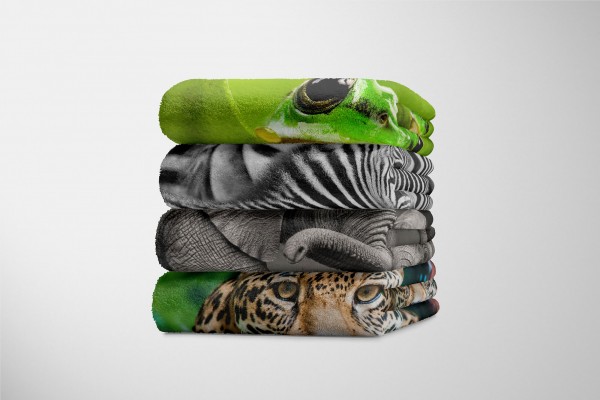 Paul Sinus Art Handtuch Strandhandtuch Saunatuch Kuscheldecke mit Tiermotiv Mama Elefant mit B Discount Store für neue Produkte