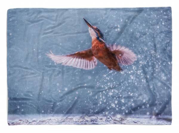 Paul Sinus Art Handtuch Strandhandtuch Saunatuch Kuscheldecke mit Tiermotiv Eisvogel Kingfishe