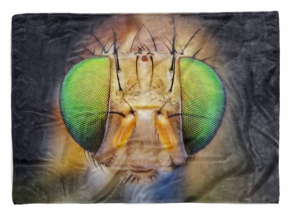 Paul Sinus Art Handtuch Strandhandtuch Saunatuch Kuscheldecke mit Tiermotiv Fliegenaugen Makro