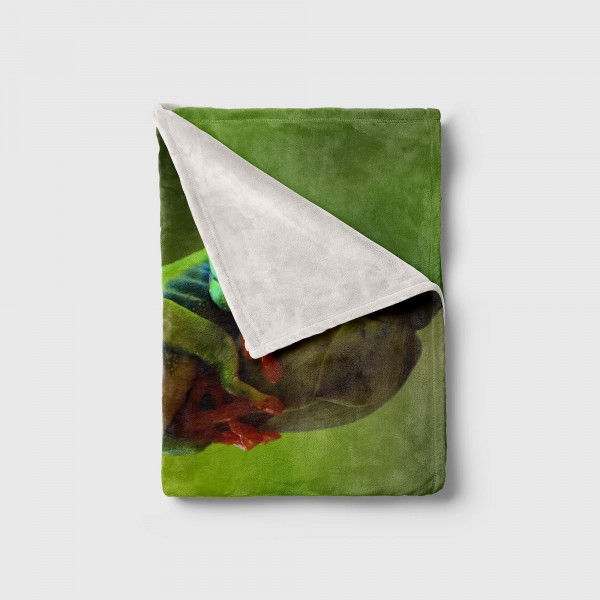 Paul Sinus Art Handtuch Strandhandtuch Saunatuch Kuscheldecke mit Tiermotiv grüner Frosch auf Im Verkauf