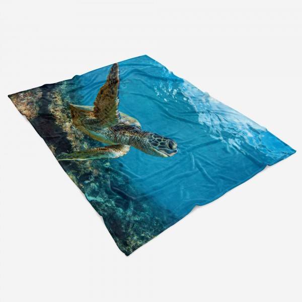 Paul Sinus Art Handtuch Strandhandtuch Saunatuch Kuscheldecke mit Tiermotiv Seeschildkröte Kor 2025