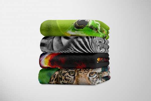 Paul Sinus Art Handtuch Strandhandtuch Saunatuch Kuscheldecke mit Tiermotiv Löwe Farbenfroh Ku Online
