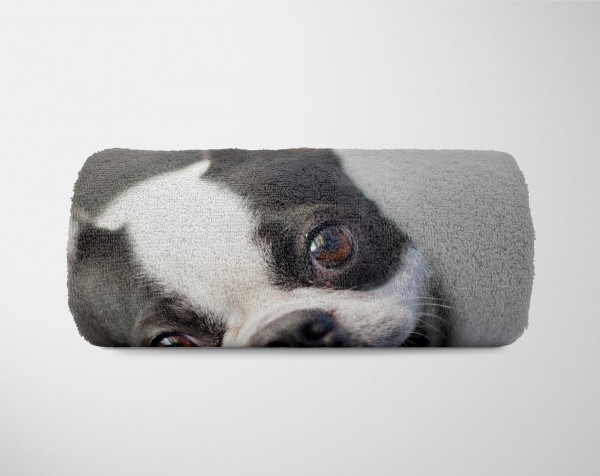 Paul Sinus Art Handtuch Strandhandtuch Saunatuch Kuscheldecke mit Tiermotiv französische Bulld Outlet