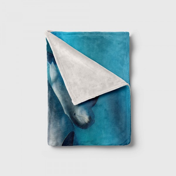 Paul Sinus Art Handtuch Strandhandtuch Saunatuch Kuscheldecke mit Tiermotiv Delfinen Mama mit Auslauf
