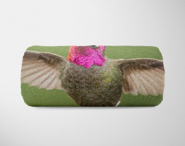 Paul Sinus Art Handtuch Strandhandtuch Saunatuch Kuscheldecke mit Tiermotiv Kolibri im Flug Mo Schlussverkauf