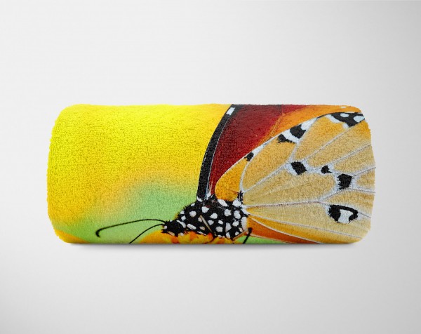 Paul Sinus Art Handtuch Strandhandtuch Saunatuch Kuscheldecke mit Tiermotiv Schmetterling Blum Günstiger Verkauf