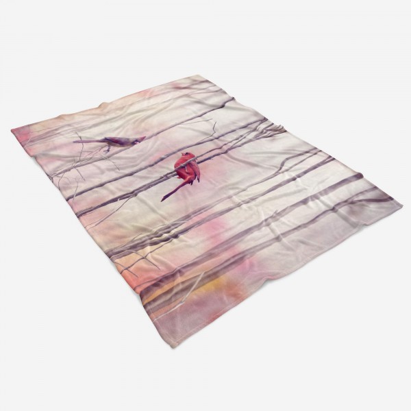 Paul Sinus Art Handtuch Strandhandtuch Saunatuch Kuscheldecke mit Tiermotiv zwei Vögel auf Äst Fabrikverkauf