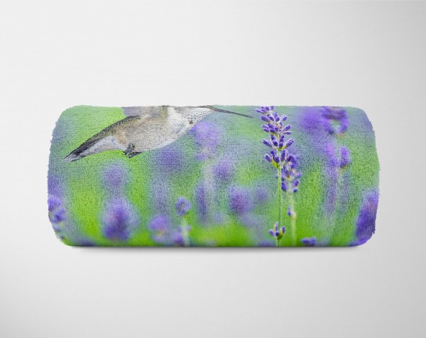Paul Sinus Art Handtuch Strandhandtuch Saunatuch Kuscheldecke mit Tiermotiv Kolibri Blumen Lav Kostenloser Versand