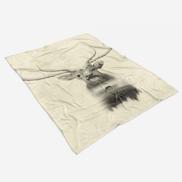 Paul Sinus Art Handtuch Strandhandtuch Saunatuch Kuscheldecke mit Tiermotiv Hirsch Natur Kunst Fabrik Onlineshop