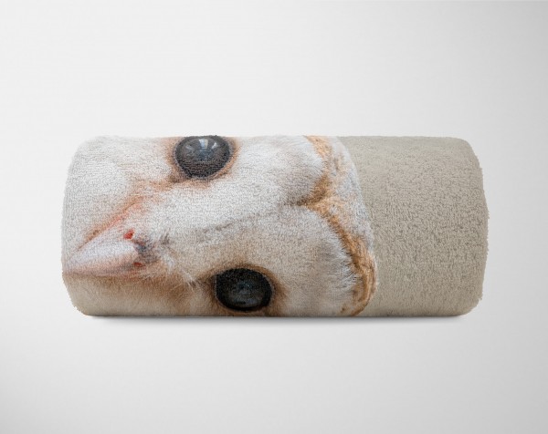 Paul Sinus Art Handtuch Strandhandtuch Saunatuch Kuscheldecke mit Tiermotiv schöne Eule Fabrikpreis