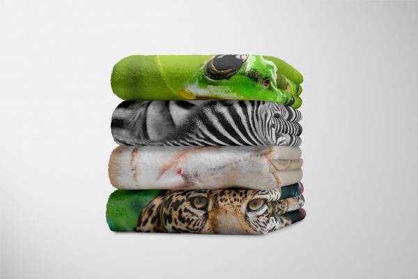 Paul Sinus Art Handtuch Strandhandtuch Saunatuch Kuscheldecke mit Tiermotiv schöne Eule Fabrikpreis