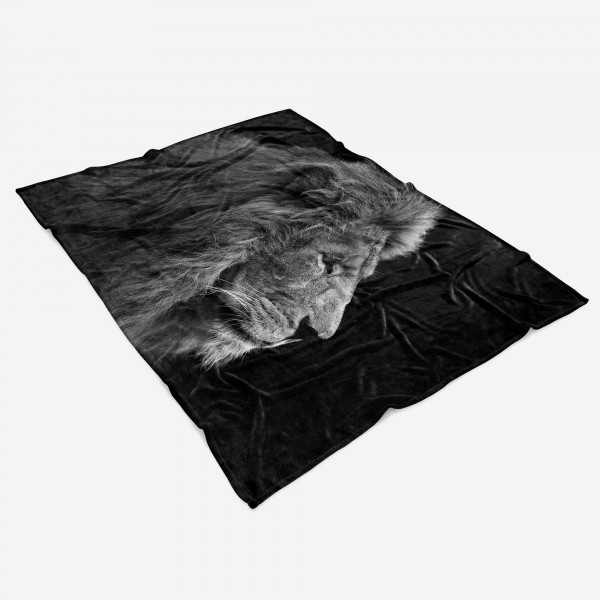 Paul Sinus Art Handtuch Strandhandtuch Saunatuch Kuscheldecke mit Tiermotiv Löwe Schwarz Weiß Großer Ausverkauf