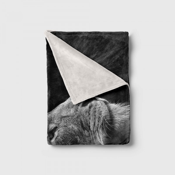 Paul Sinus Art Handtuch Strandhandtuch Saunatuch Kuscheldecke mit Tiermotiv Löwe Schwarz Weiß Großer Ausverkauf