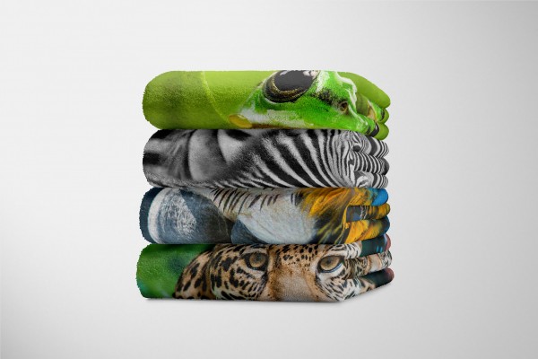 Paul Sinus Art Handtuch Strandhandtuch Saunatuch Kuscheldecke mit Tiermotiv Papagei Exotisch F Exklusivangebot