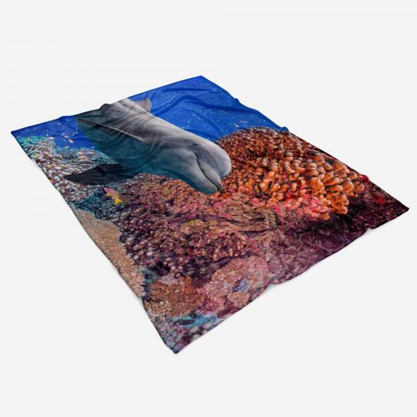 Paul Sinus Art Handtuch Strandhandtuch Saunatuch Kuscheldecke mit Tiermotiv Delfin Korallenrif Saisonschlussverkauf
