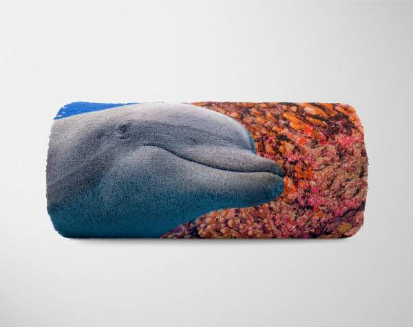 Paul Sinus Art Handtuch Strandhandtuch Saunatuch Kuscheldecke mit Tiermotiv Delfin Korallenrif Saisonschlussverkauf