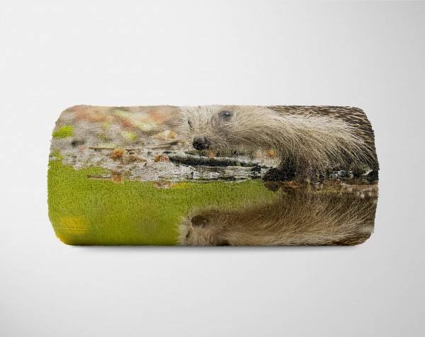 Paul Sinus Art Handtuch Strandhandtuch Saunatuch Kuscheldecke mit Tiermotiv Igel an Wasserstel Osterangebot