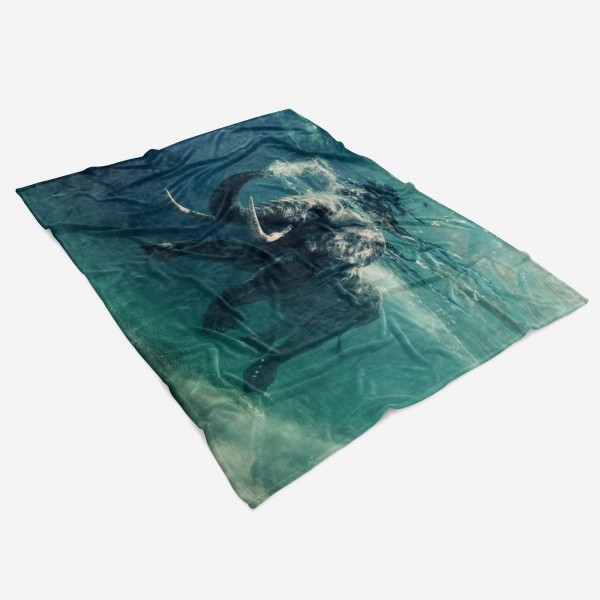 Paul Sinus Art Handtuch Strandhandtuch Saunatuch Kuscheldecke mit Tiermotiv Elefant unter Wass Muttertagsangebot