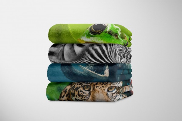 Paul Sinus Art Handtuch Strandhandtuch Saunatuch Kuscheldecke mit Tiermotiv Elefant unter Wass Muttertagsangebot