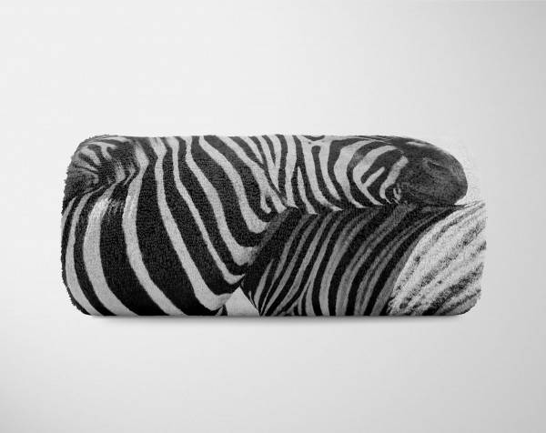 Paul Sinus Art Handtuch Strandhandtuch Saunatuch Kuscheldecke mit Tiermotiv Zebras Schwarz Wei Vatertagsangebot