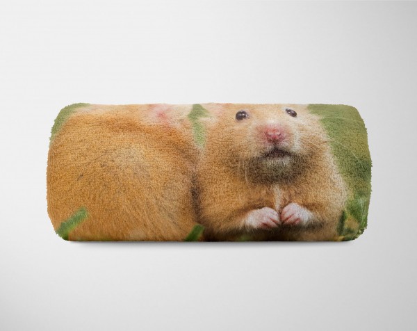 Paul Sinus Art Handtuch Strandhandtuch Saunatuch Kuscheldecke mit Tiermotiv kleine süße Hamste Valentinstagsangebot