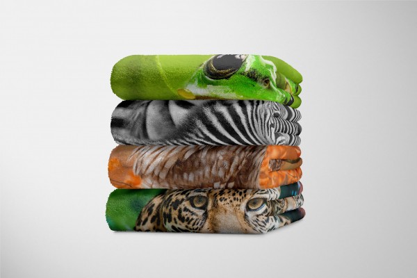 Paul Sinus Art Handtuch Strandhandtuch Saunatuch Kuscheldecke mit Tiermotiv Eule im Wald Herbs Lagerräumung