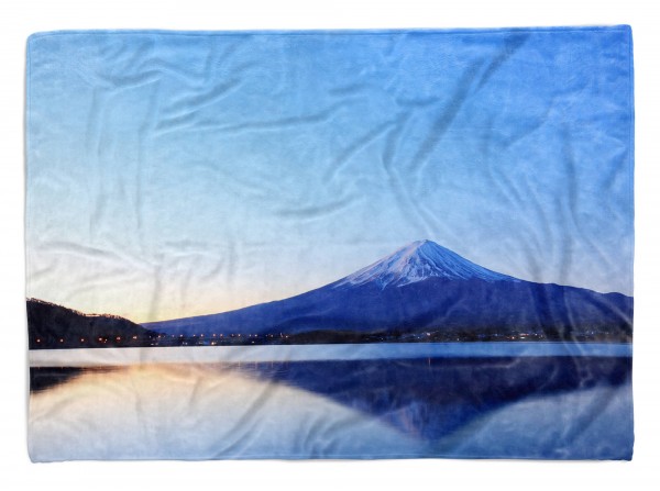 Paul Sinus Art Handtuch Strandhandtuch Saunatuch Kuscheldecke mit Fotomotiv Fuji Vulkan Japan See