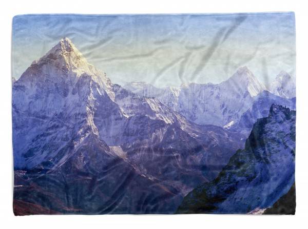 Paul Sinus Art Handtuch Strandhandtuch Saunatuch Kuscheldecke mit Fotomotiv Berge Berggipfel Natur