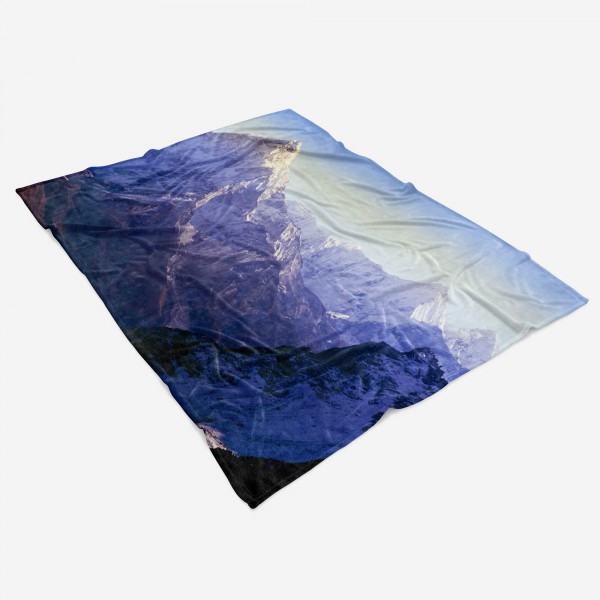 Paul Sinus Art Handtuch Strandhandtuch Saunatuch Kuscheldecke mit Fotomotiv Berge Berggipfel Natur Neueste Mode